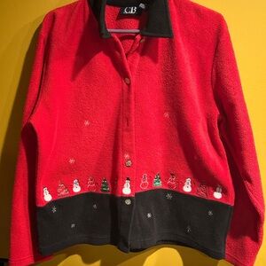 CB Casual Red and Black Cardigan